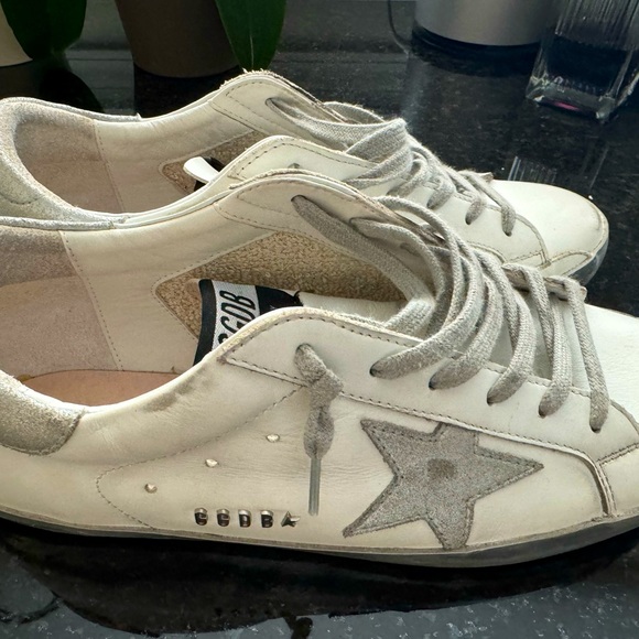 GOLDEN GOOSE WOMENS SUPERSTAR WHITE LEATHER SILVER STAR 40 WORN 1X LKNW - Picture 2 of 16